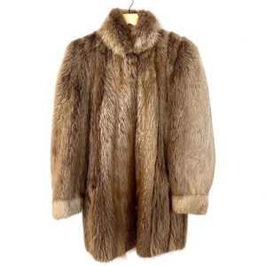Revillon Saks Fifth Avenue Vintage Full Beaver High Neck Fur Coat W/ Pockets GUC